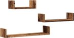 vidaXL Wandschappen 3 st bewerkt hout oud houtkleurig