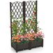 Coast Double Planter - PE - Drainage - Climbing Rack - Freestanding - 80x40x122 cm - Brown