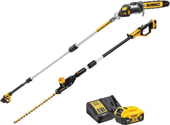 DeWalt 18V XR Telescopische set | Heggenschaar en Kettingzaag | 1x 5.0Ah en lader - DCMPSH56KIT-QW