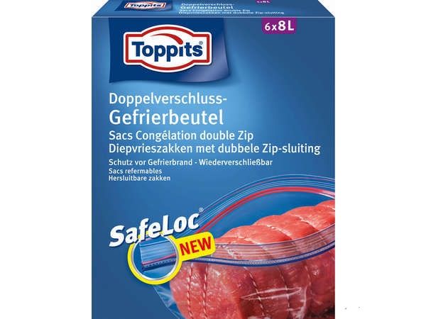 Toppits Diepvrieszakken met Zip-sluiting - 8 Liter - 6 Stuks