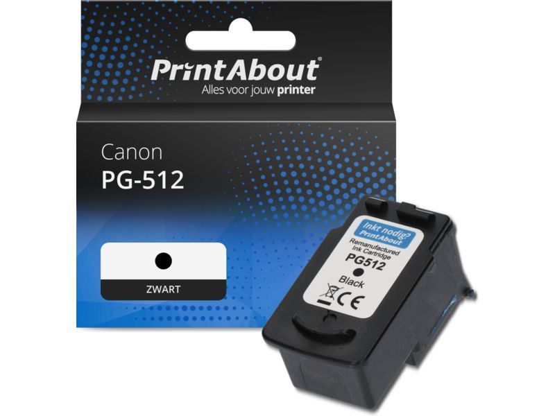 PrintAbout Inktcartridge PG-512 Zwart Hoge capaciteit geschikt voor Canon
