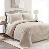 Lush Decor Ava Diamond 3-delige quiltset, neutraal, koning/limoen king