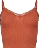Superdry - Geribbelde tanktop met kanten randje - Dames - Vesten - S/M - Oranje