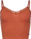 Superdry - Geribbelde tanktop met kanten randje - Dames - Vesten - S/M - Oranje