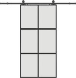 vidaXL Schuifdeur met beslagset, 102,5x205 cm, gehard glas, zwart