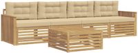 vidaXL - Buiten - bank - set - 5 - st - Wit - en - Beige - Massief - Acacia - Hout