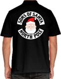 Bellatio Decorations Sons of Santa North Pole Foute kerst trui poloshirt - voor heren - zwart - kerstkleding L