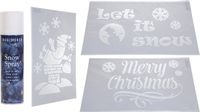Merkloos / Sans marque Koopman International Kerstversiering raamsjablonen - 3 stuks - met sneeuwspray - 54 cm
