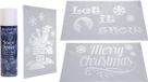 Merkloos / Sans marque Koopman International Kerstversiering raamsjablonen - 3 stuks - met sneeuwspray - 54 cm