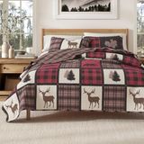 Great Bay Home Stonehurst Collection Stonehurst Beddengoedset, 3-delig, omkeerbaar, voor alle seizoenen, sprei voor kingsize bed met 2 kussenslopen, rood/zwart