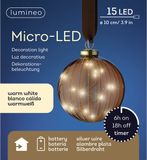 Lumineo Micro LED bal lamp - ø10 cm - 15 LED lampjes - Bruin