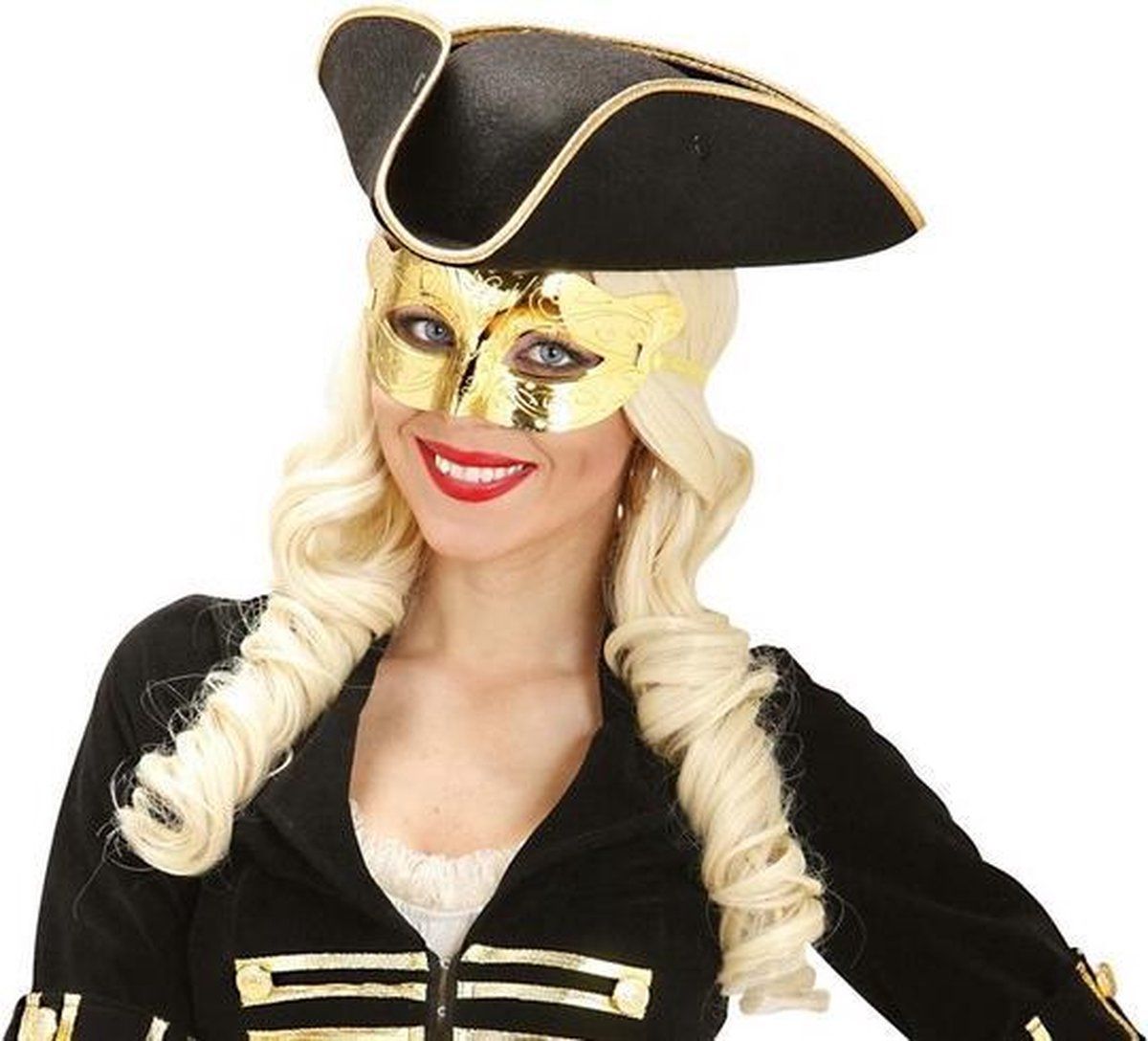 Widmann Metallic Oogmasker - Gouden Mardi Gras Masker - Masquerade Fancy Dress Kostuum Accessoire