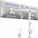 VIVO Witte Dual 13 tot 27 inch LCD LED Monitor Desk Mount Stand met C-klem en doorvoer doorvoertule, Heavy Duty Volledig Verstelbare Armen voor 2 Schermen STAND-V002W