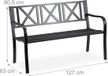 Merkloos Relaxdays Tuinbank, 2-zits, 127 cm breed, staal, zwart