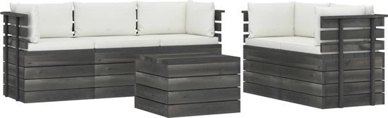 vidaXL 6-delige Loungeset met kussens pallet massief grenenhout