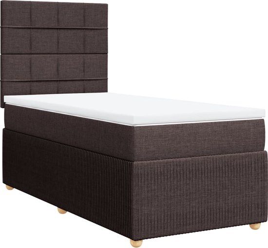 vidaXL Boxspring met matras stof donkerbruin 90x190 cm