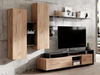 Merkloos TV-wand met opbergruimte IDESIA L 260 cm - Natuurlijk en antraciet