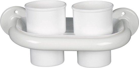 Sapho Aqualine White Line - Bekerhouder - Wit - Kunststof - Muur - 2 jaar garantie