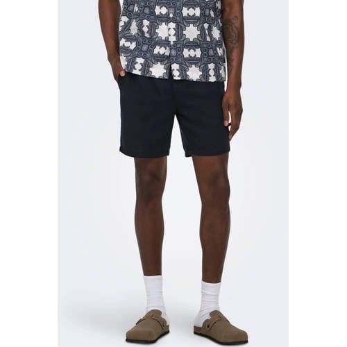 ONLY & SONS ONSTREV regular casual short donkerblauw met textuur