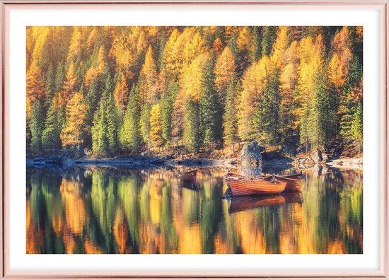 Posterdeco Poster Met Metaal Rose Lijst - Braies Meer Poster