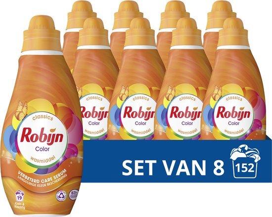 Robijn Klein &amp; Krachtig Classics Vloeibaar Wasmiddel - Color - 8 x 19 wasbeurten - Voordeelverpakking