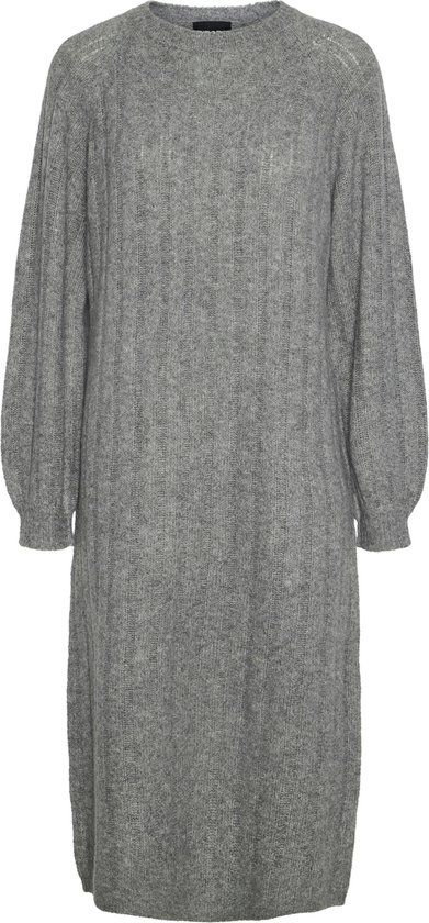Pieces PCMAGGY LS Knit Dress Noos BC - Medium Grey Melange - Women's Size L