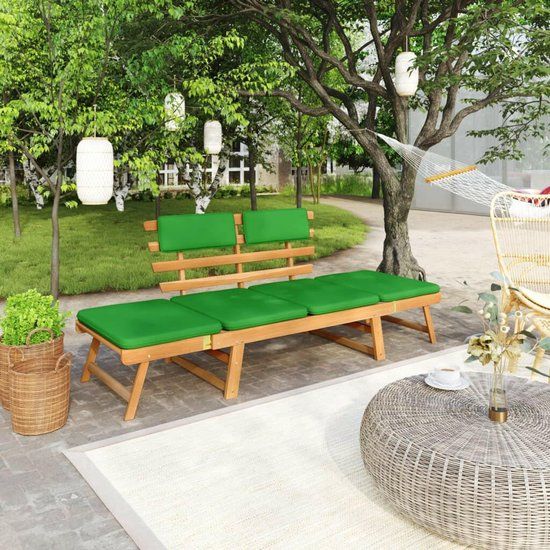 vidaXL Tuinbank met kussens 2-in-1 190 cm massief acaciahout