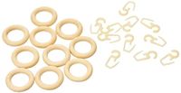 Gardinia Gordijnringen voor gordijnroede Montana, inclusief gordijnhaken, 10 stuks, breedte ring: 7 mm, hout, grenen/naturel