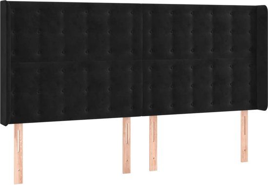 vidaXL Hoofdbord fluweel zwart 183x16x118/128 cm