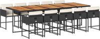 vidaXL 11-delige Tuinset met Kussens Poly Rattan Zwart