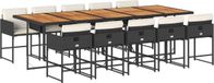 vidaXL 11-delige Tuinset met Kussens Poly Rattan Zwart