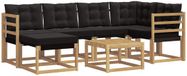 vidaXL Corner lounge set 6 seats Acacia wood White and black Including table