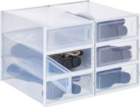 Merkloos Relaxdays Set van 6 stapelbare schoenendozen voor laarzen tot maat 44,5, opvouwbare ventilatiesleuven, transparant