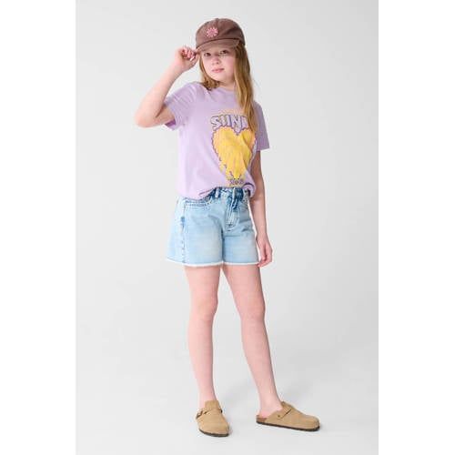 Shoeby T-shirt lila Paars Meisjes Katoen Ronde hals Printopdruk - maat 158/164