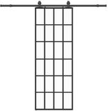 vidaXL Schuifdeur met beslagset, 76x205 cm, ESG glas, zwart