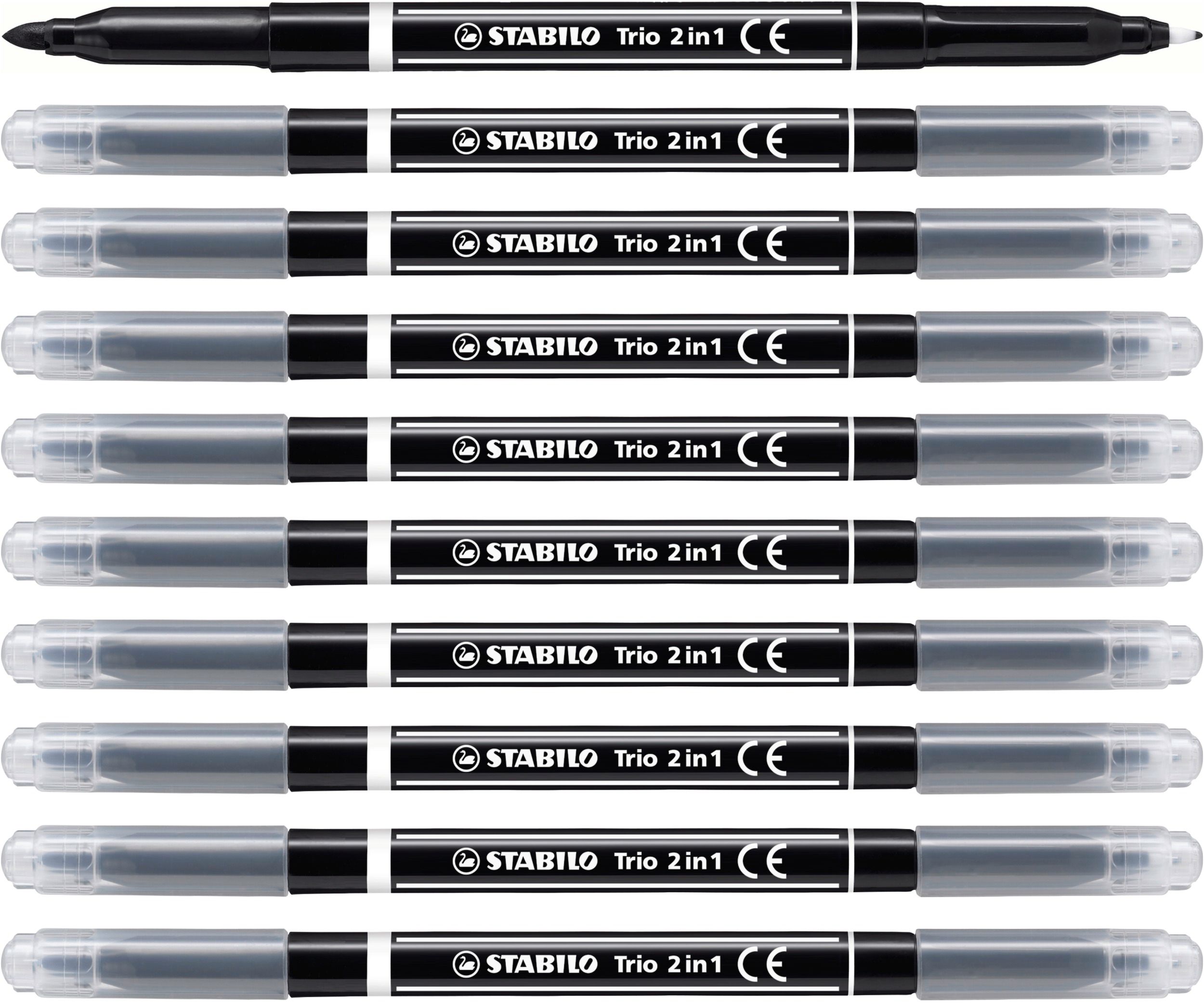 Stabilo Trio 2 in 1 Viltstift - Zwart - Doos 10 stuks