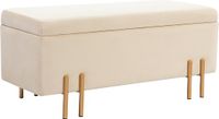 Homcom Sitzbank mit Stauraum, Samt, Holz, 100x40x42 cm, Beige