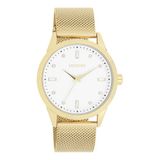 OOZOO Timepieces - Goudkleurig dameshorloge met mesh armband - C11282