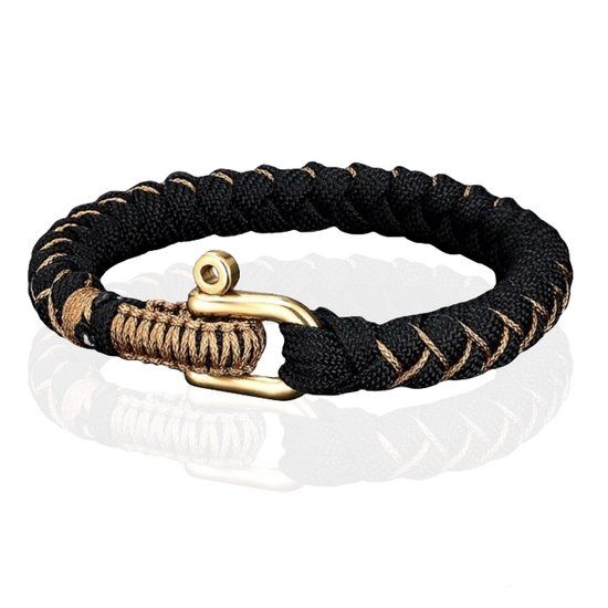 TJ Tom Jaxon Lookinggoodtoday Luxe Survival Stijl Armband - Goud Zwart-24cm