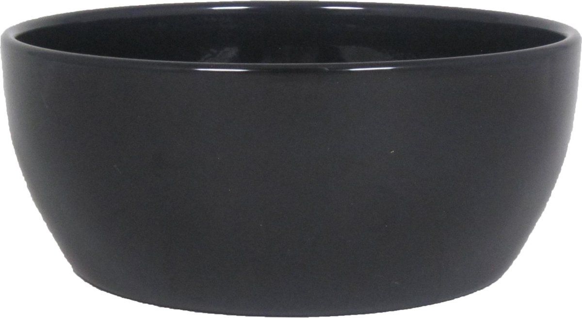 Floran Bloempot schaal glanzend zwart keramiek H9.5 x D22.5 cm