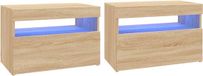 vidaXL TV-meubel met LED-verlichting, 2 stuks, Sonoma eikenhout, 60x35x40 cm