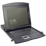 DIGITUS 19" KVM-console met 17" TFT-display (4:3), IT-toetsenbordindeling, KVM-switch met 16 VGA-poorten, zwart