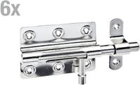 Alberts 858438 boutgrendel | met ronde greep en bevestigde lus | rvs | plaat 80 x 59 mm | bout-Ø 11 mm | totale lengte 122 mm | Set van 6