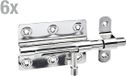Alberts 858438 boutgrendel | met ronde greep en bevestigde lus | rvs | plaat 80 x 59 mm | bout-Ø 11 mm | totale lengte 122 mm | Set van 6