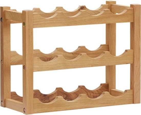 vidaXL Wijnrek voor 12 flessen 47x21x36 cm massief eikenhout
