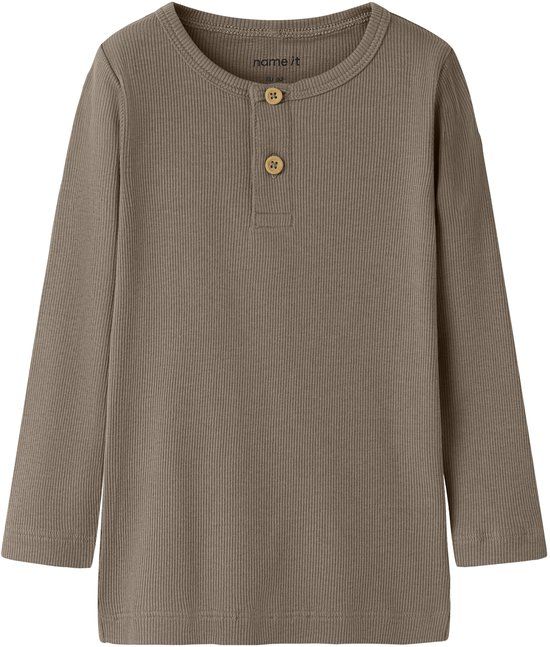NAME IT NMMKAB LS TOP NOOS Jongens Blouse Maat 92 Katoen/Modal/Elastaan Effen Bruin