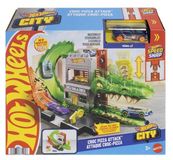 Mattel Hot Wheels speelset "Aanval van de Kroko", met voertuig op schaal 1/64, compatibel met Speed Snap, geschikt voor kinderen vanaf 3 jaar
