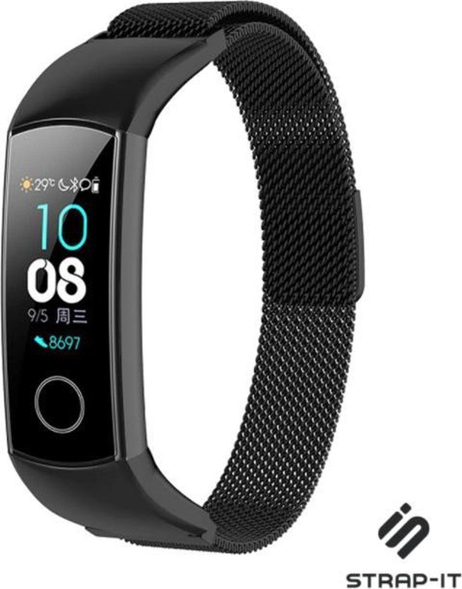Strap-it Honor Band 4 / 5 Milanese Band - Zwart