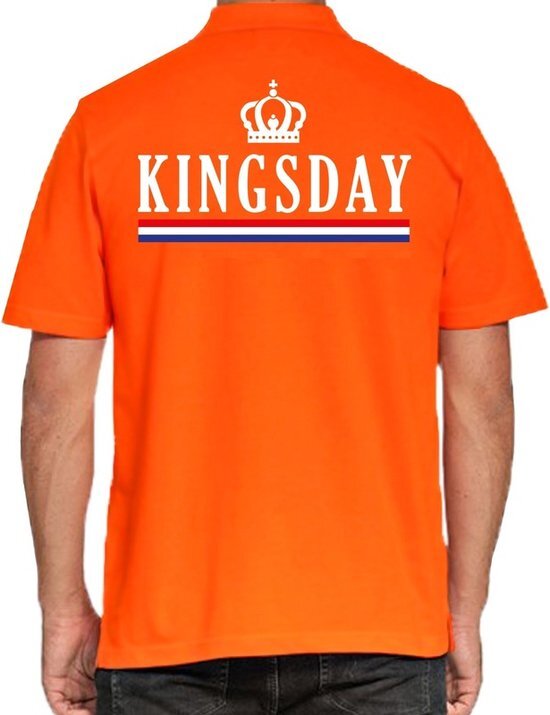 Bellatio Decorations Kingsday poloshirt / polo t-shirt met kroon oranje voor heren - Koningsdag kleding/ shirts 2XL