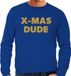 Bellatio Decorations Shoppartners Bv Foute Kersttrui sweater - x-mas dude - goud / glitters - blauw - heren - kerstkleding / kerst outfit XL